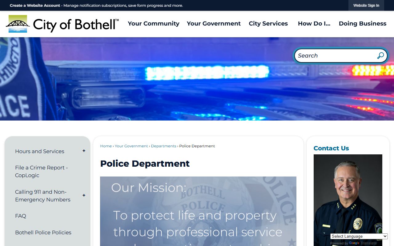 Bothell Washington police blotter department website
