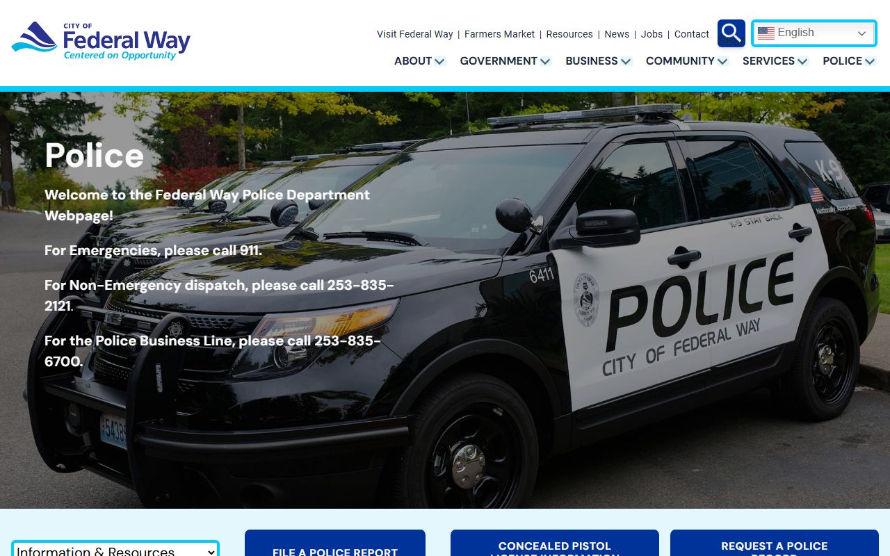 Federal Way Washington police blotter department website