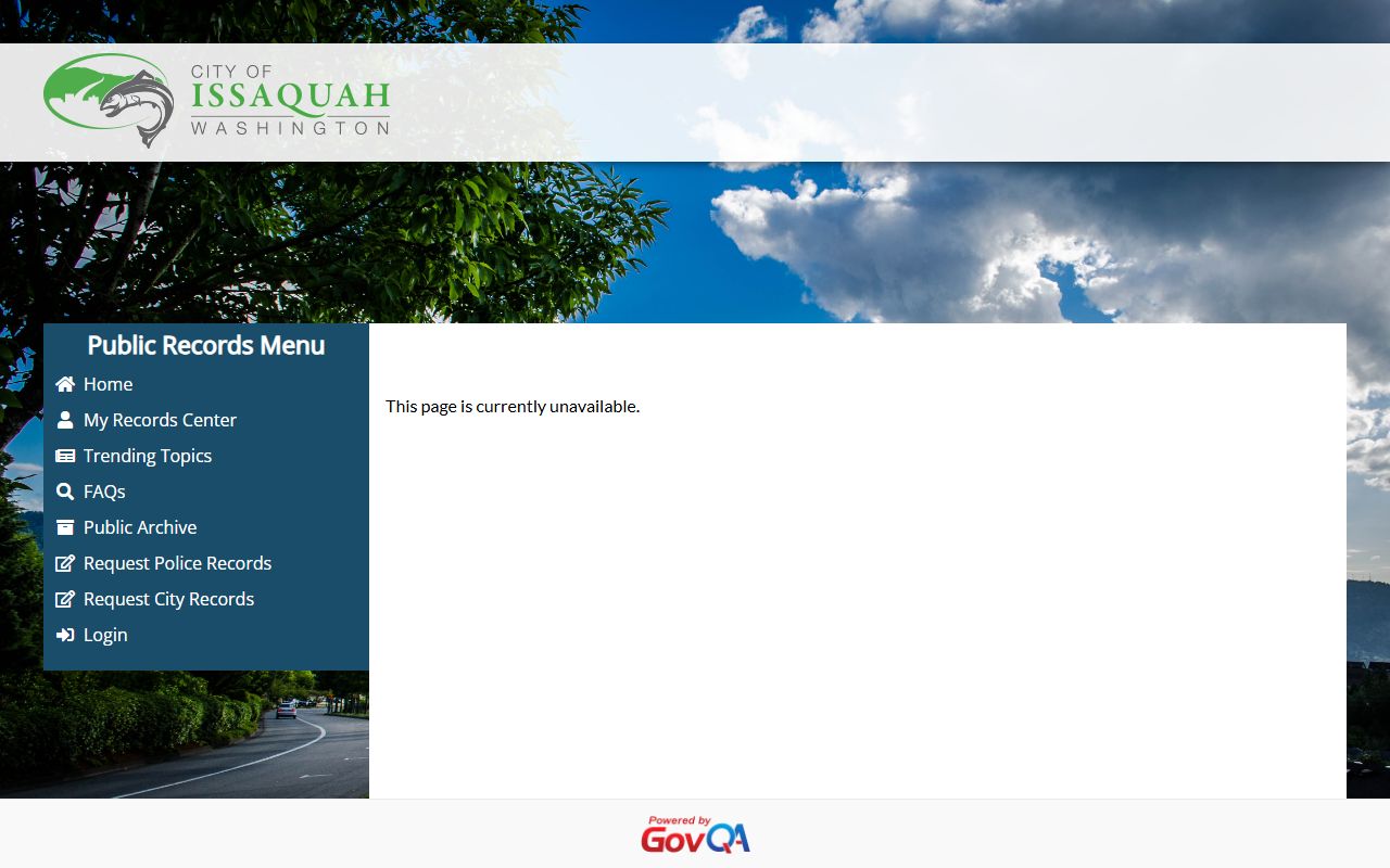 Issaquah Washington police blotter GovQA records portal