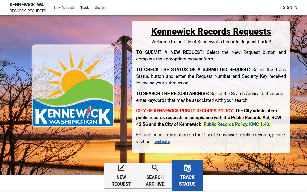 Kennewick Washington police blotter JustFOIA records portal