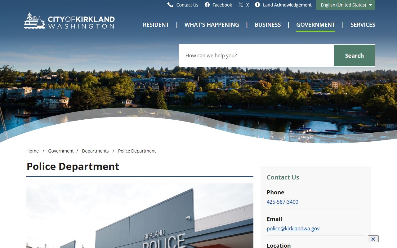 Kirkland Washington police blotter department website