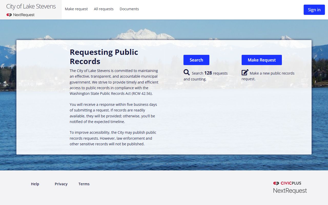 Lake Stevens Washington police blotter NextRequest portal