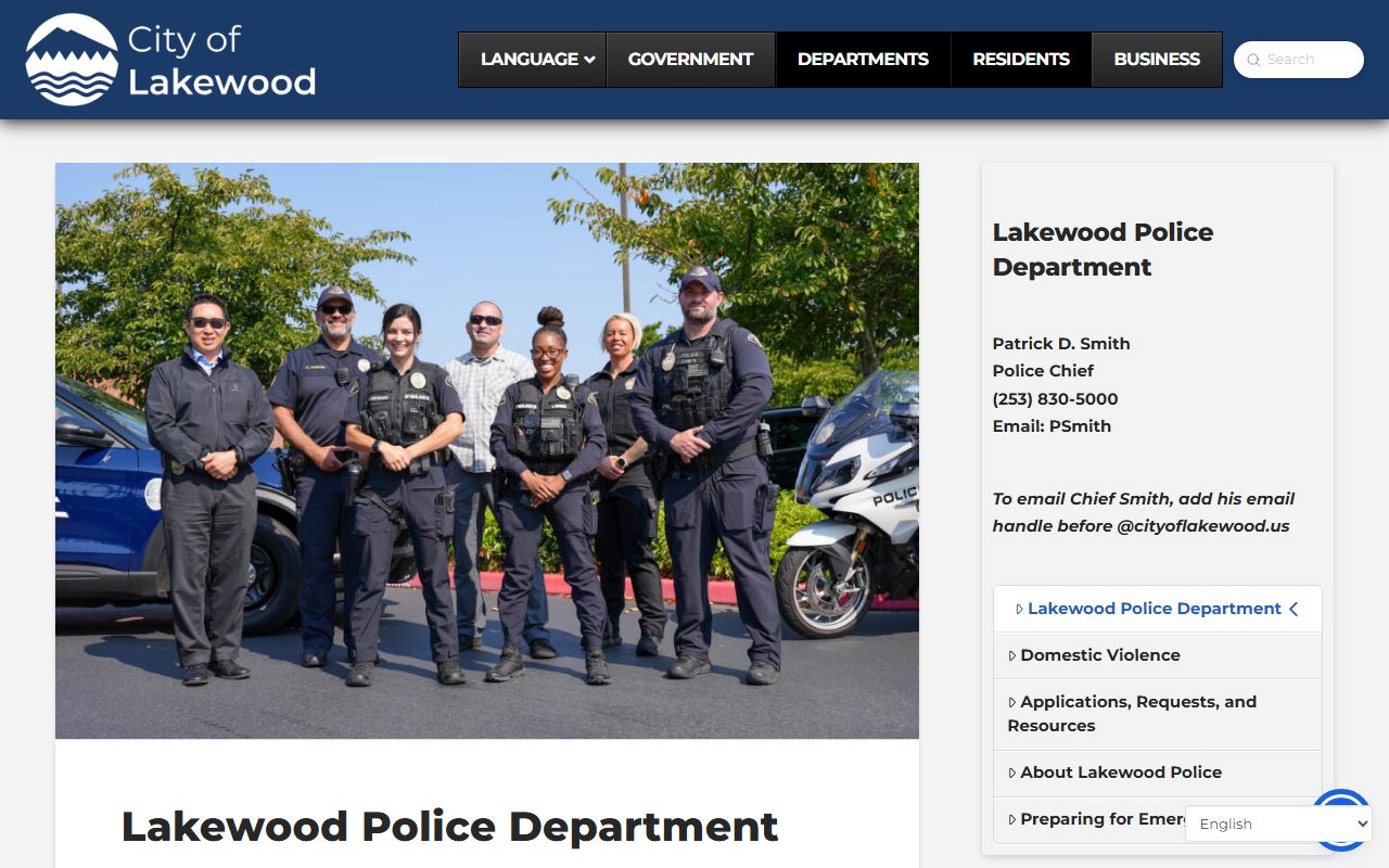 Lakewood Washington police blotter department website