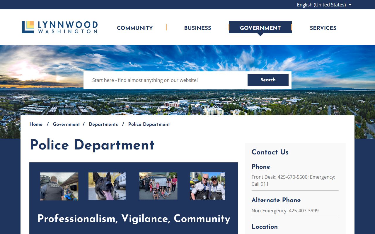 Lynnwood Washington police blotter department website