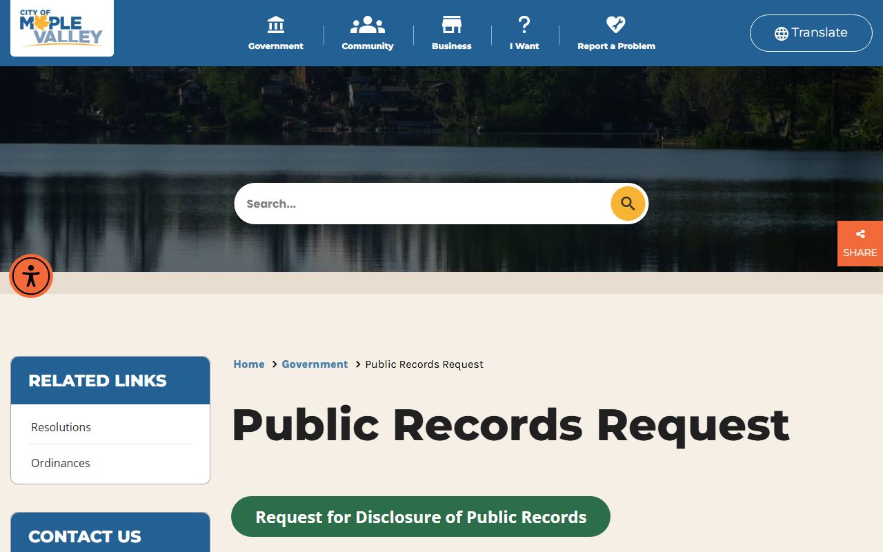 Maple Valley Washington police blotter public records page