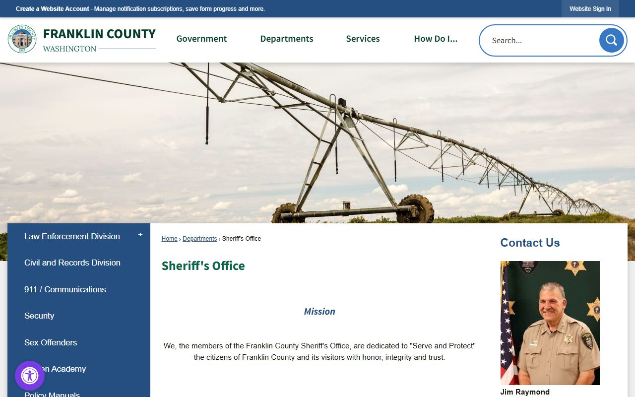 Franklin County Sheriff's Office website for police blotter and incident report requests