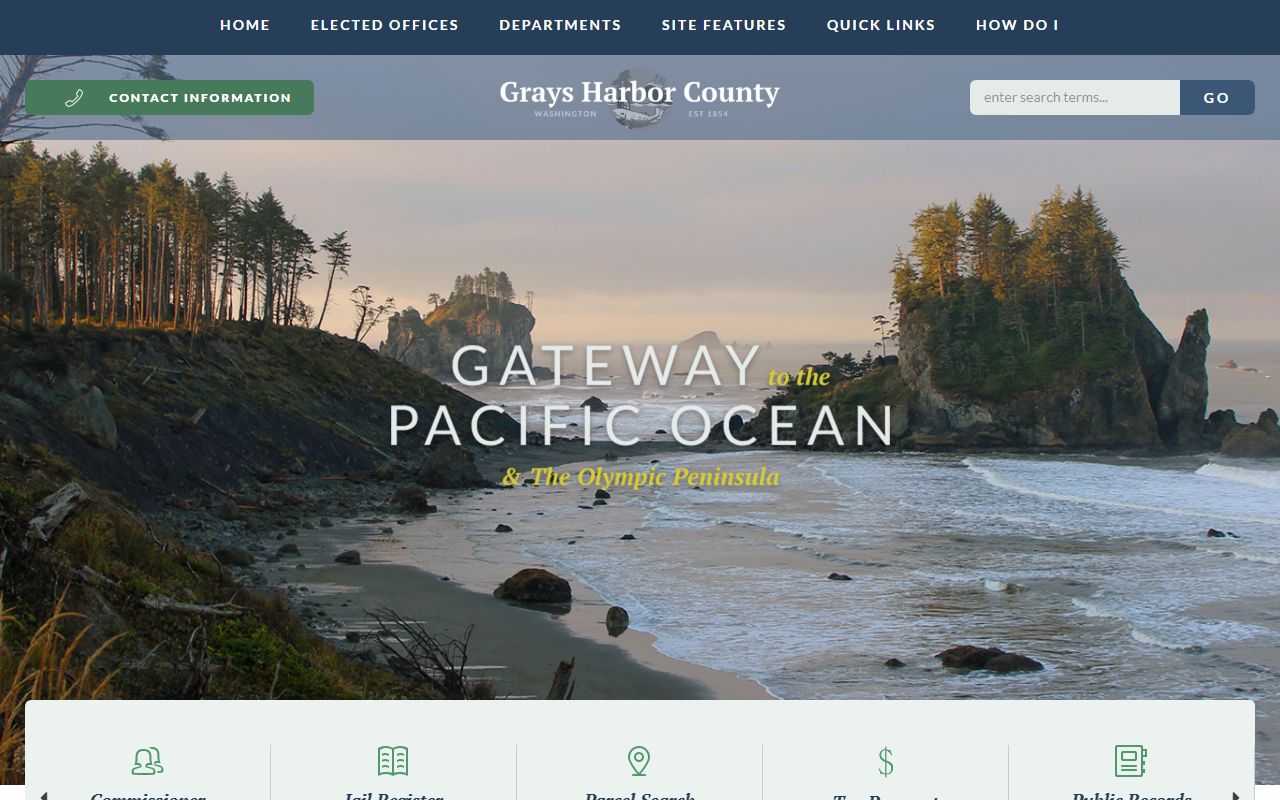 Grays Harbor County government website for public records and police blotter access