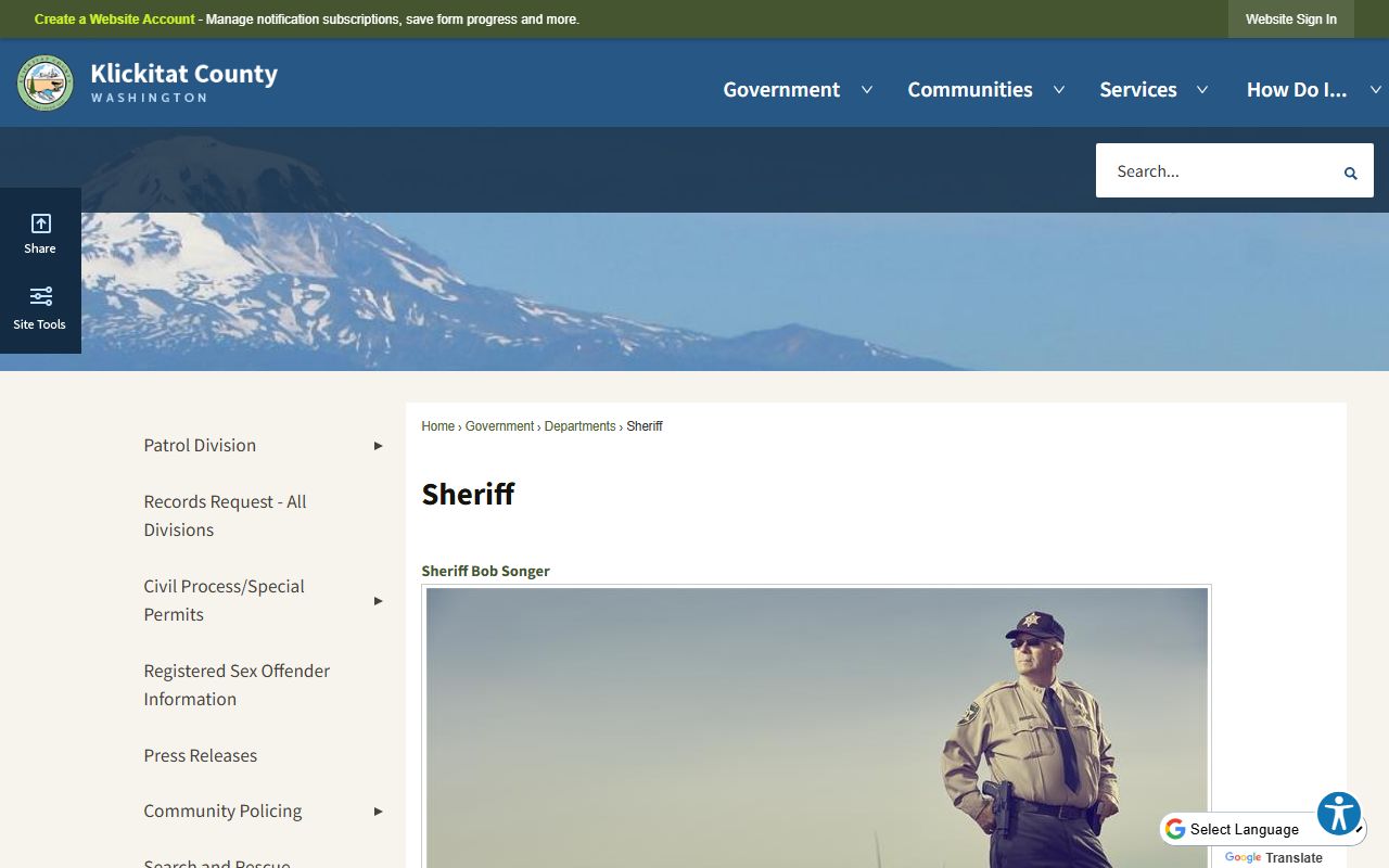 Klickitat County police blotter records on county website