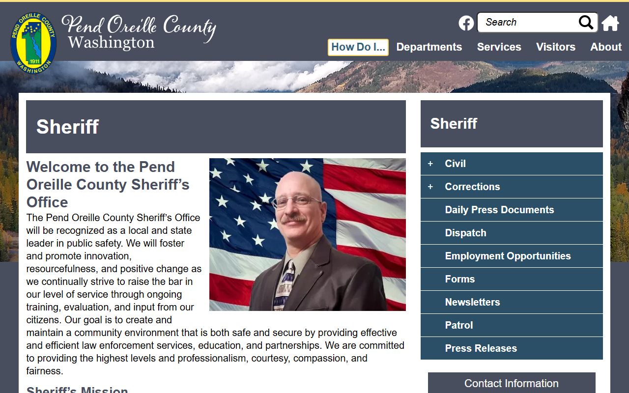 Pend Oreille County Sheriff's Office website for police blotter records