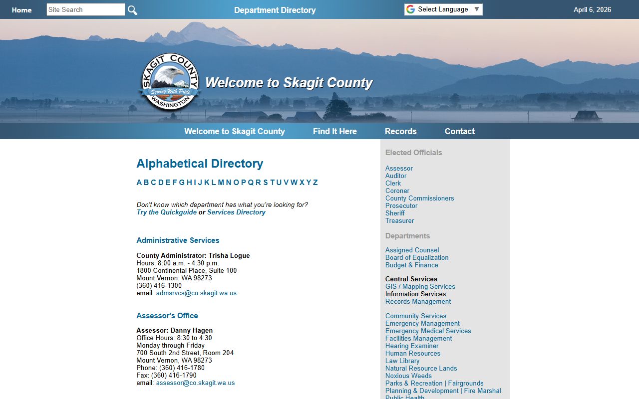 Skagit County public disclosure page for requesting police blotter and incident records