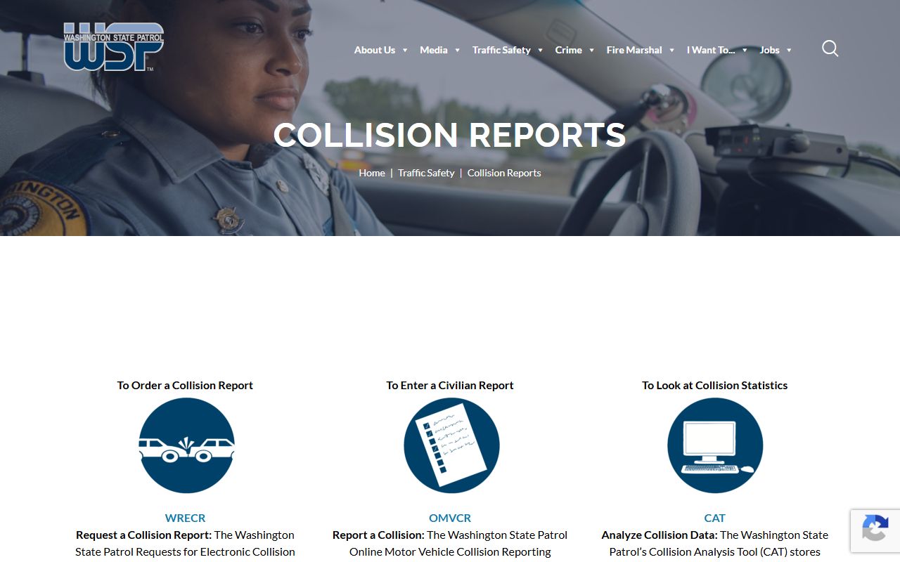 Washington State Patrol WRECR collision records system for police blotter and crash reports