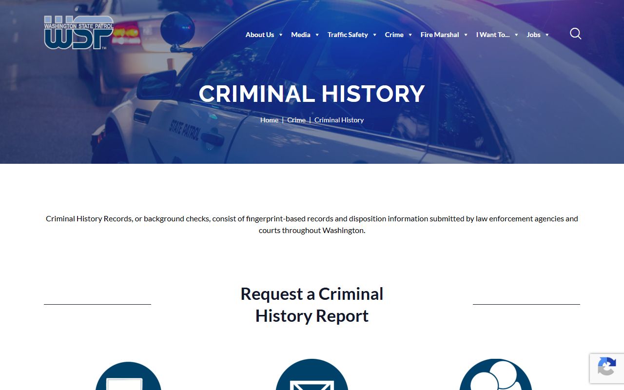 Washington State Patrol criminal history records WATCH system for police blotter research